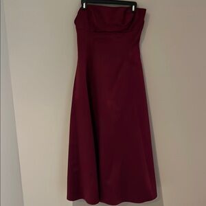 ABS Allen Schwartz Red Strapless Sleeveless Gown